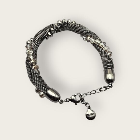 Alfani Silver Mesh & Crystal Bead Twist Bracelet - Picture 5 of 8
